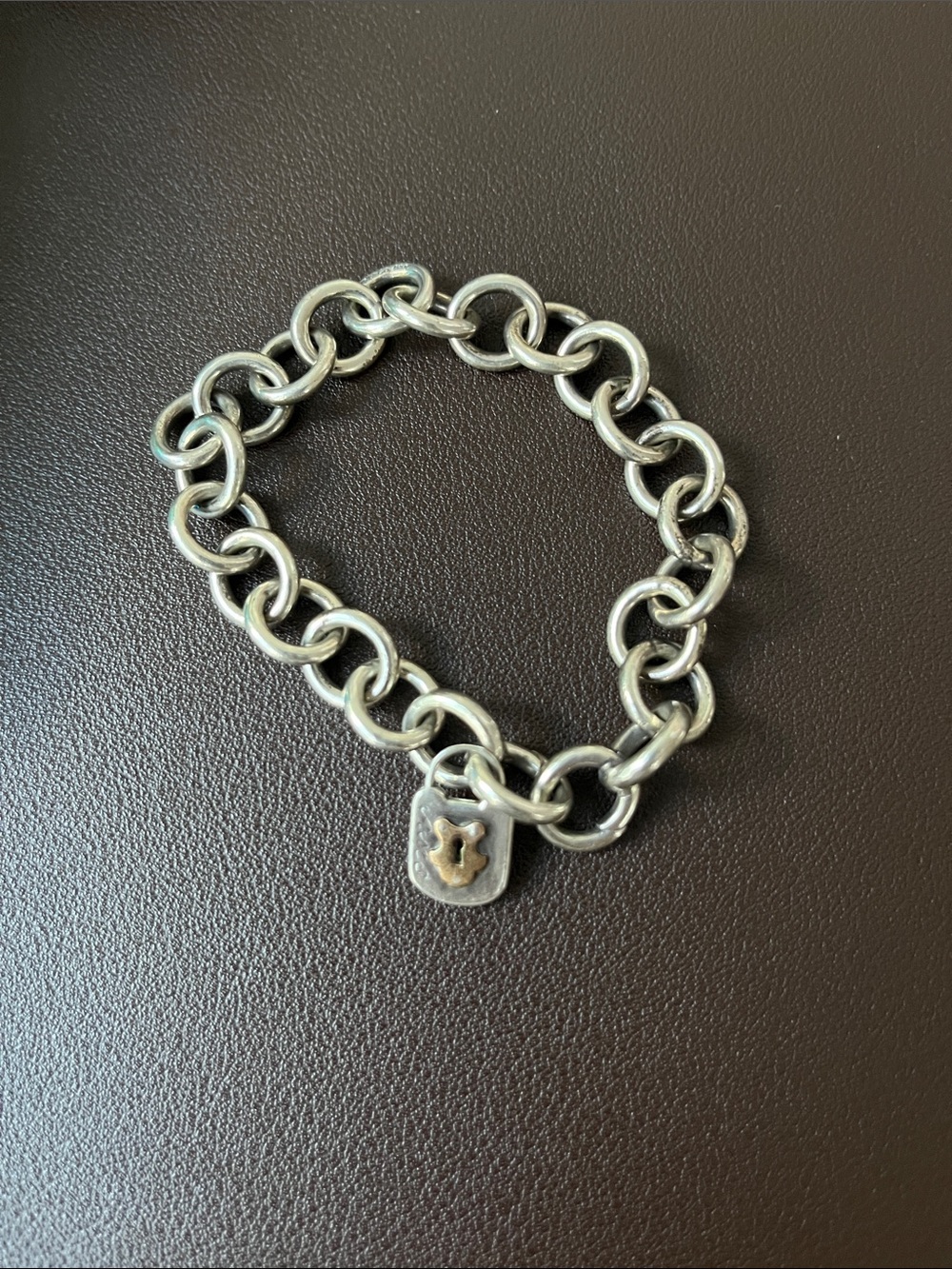 Tiffany & Co. Silver Link Bracelet with Padlock Tag